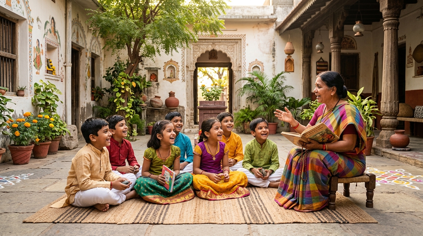 Children taking part in a spiritual and cultural learning workshop