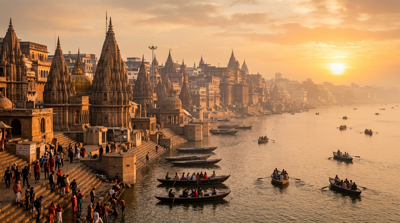 Varanasi ghats along the sacred river